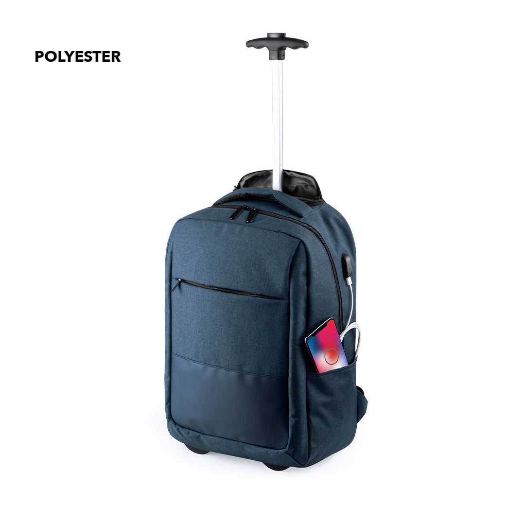 Mochila Trolley Ejecutiva con Puerto USB | Compartimento Portátil 15" y Ruedas con Cubierta