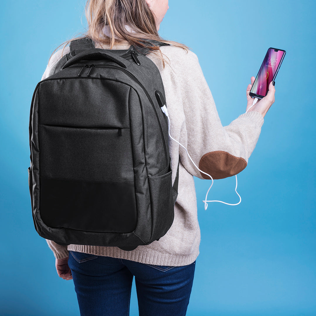 Mochila Trolley Ejecutiva con Puerto USB | Compartimento Portátil 15" y Ruedas con Cubierta