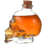 Set Licorera de Cristal Calavera (850ml) + 2 Vasos de Chupito – Diseño Gótico y Elegante para Bar