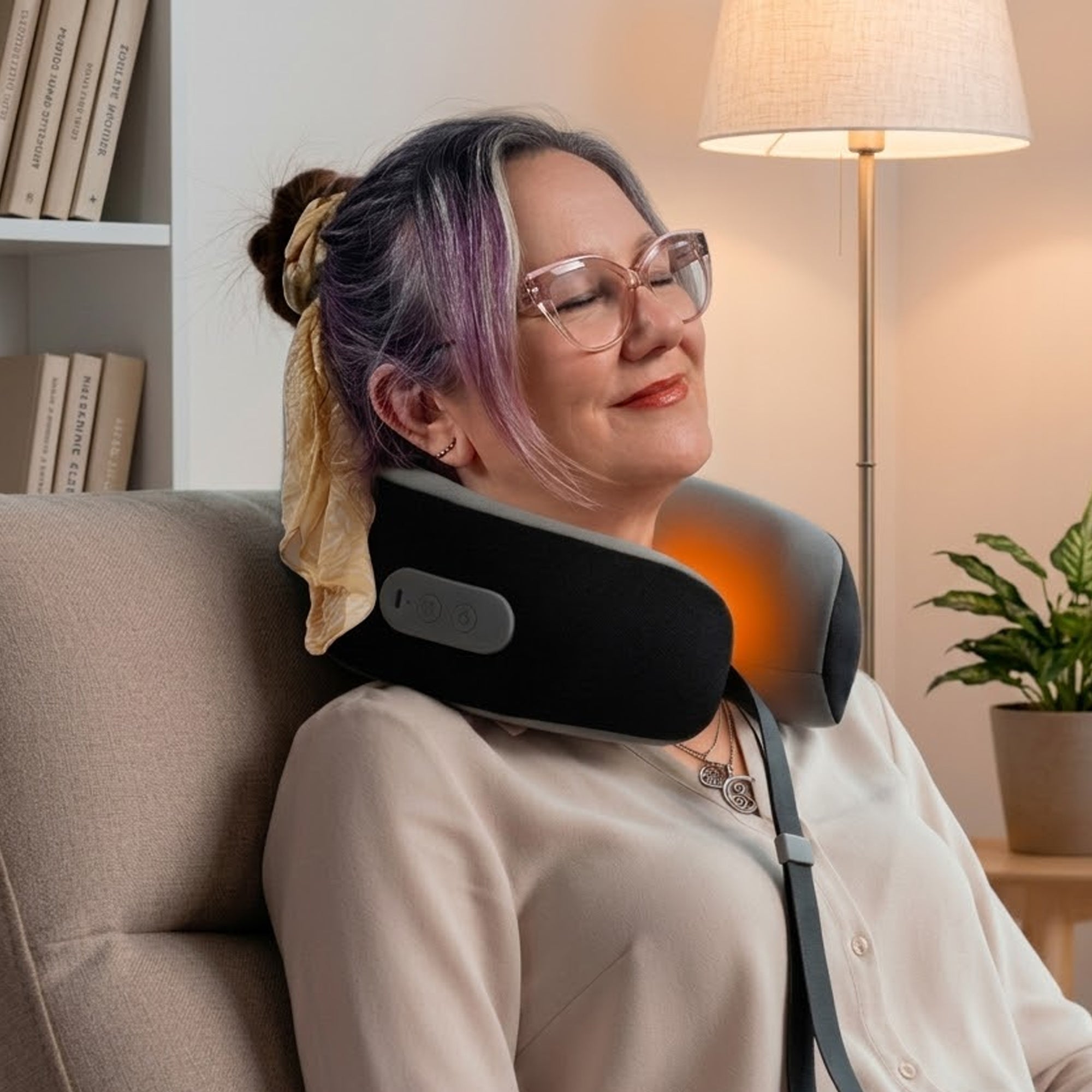 Almohada de Viaje Ergonómica Somnus: Cojín Recargable con Función de Vibración y Calor