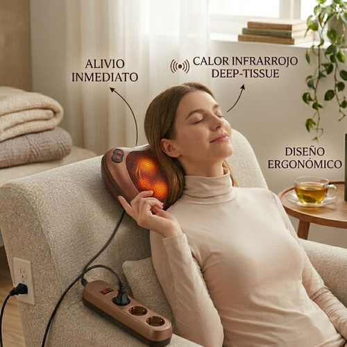 Almohada Masajeadora Cervical y Lumbar | 8 cabezales con Calor