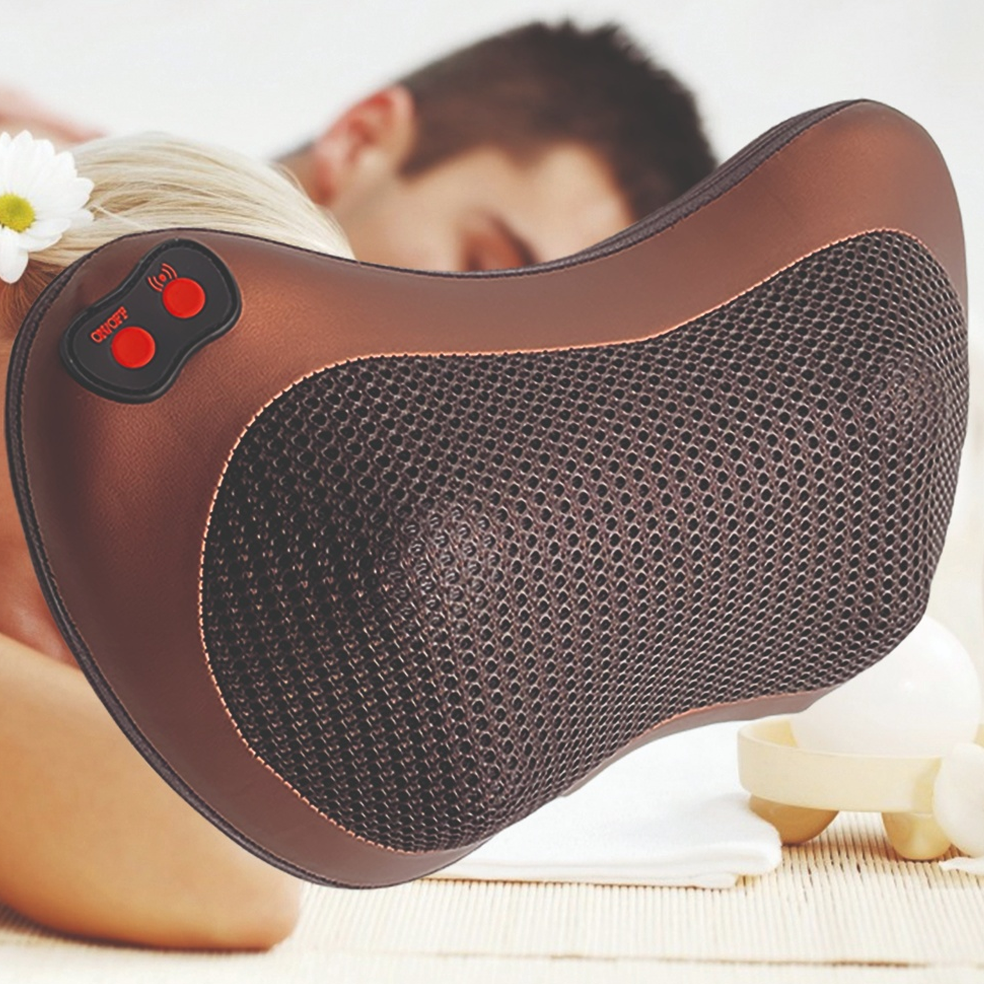 Almohada Masajeadora Cervical y Lumbar | 8 cabezales con Calor