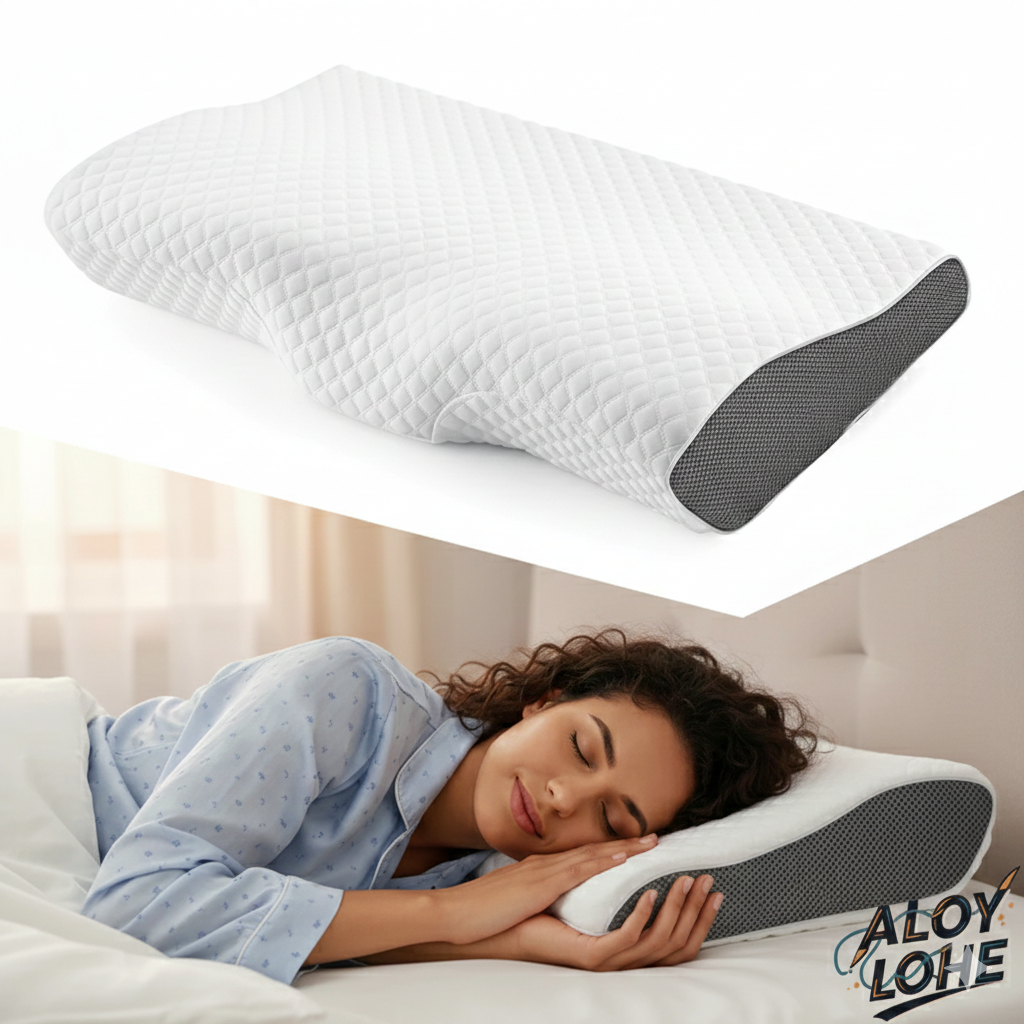 Almohada Viscoelástica ErgoWave Aloy Lohe: Diseño Ergonómico y Confort Cervical