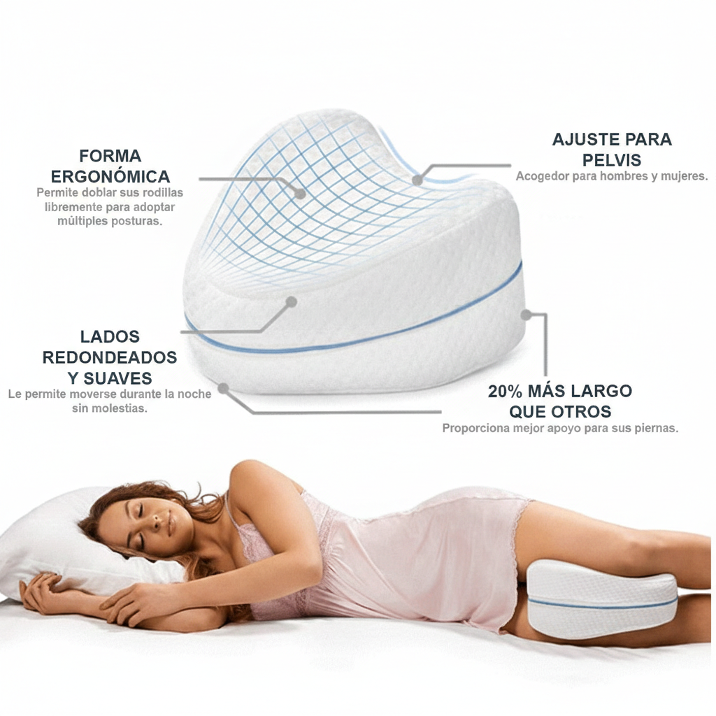 Almohada de Confort para Piernas: Soporte Ergonómico Viscoelástico