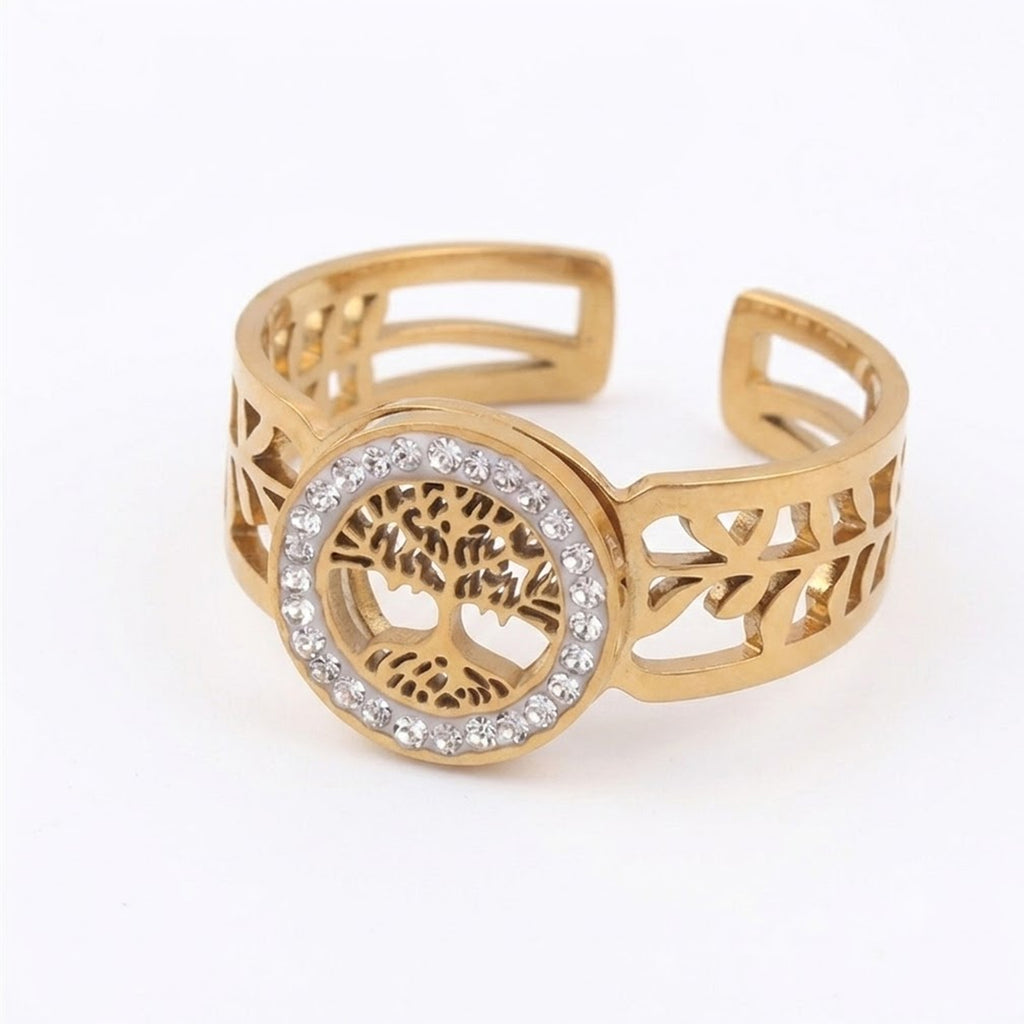 Anillo Abierto Árbol de la Vida: Elegancia Detallada y Diseño Ajustable