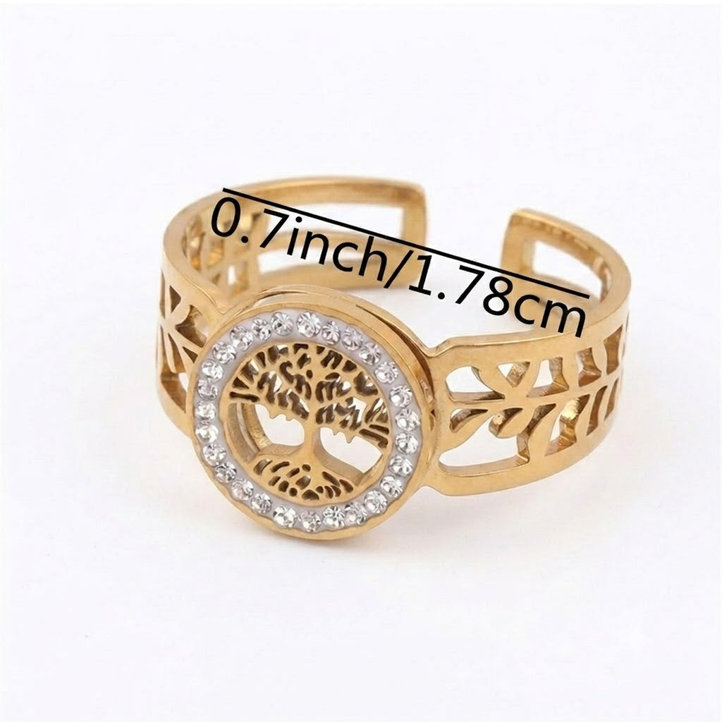 Anillo Abierto Árbol de la Vida: Elegancia Detallada y Diseño Ajustable