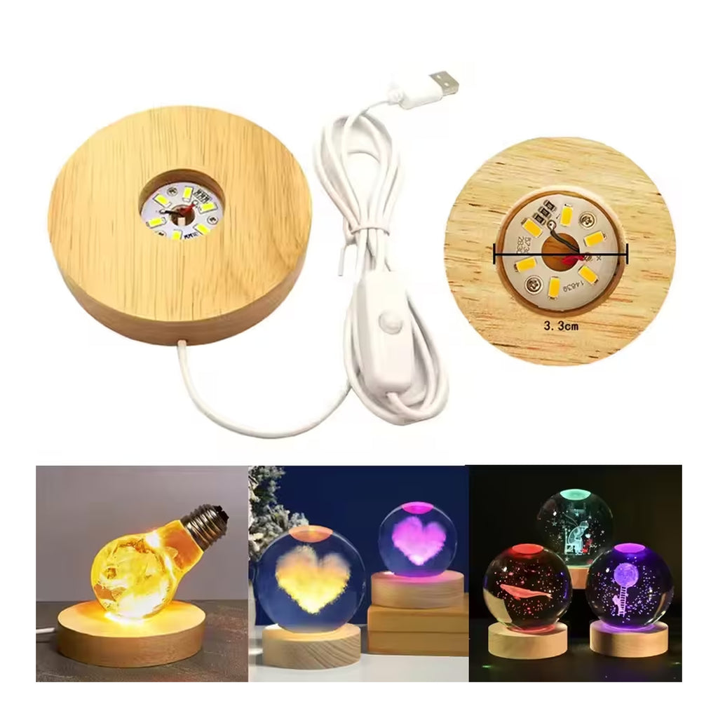 Base de Madera con Luces LED Integradas
