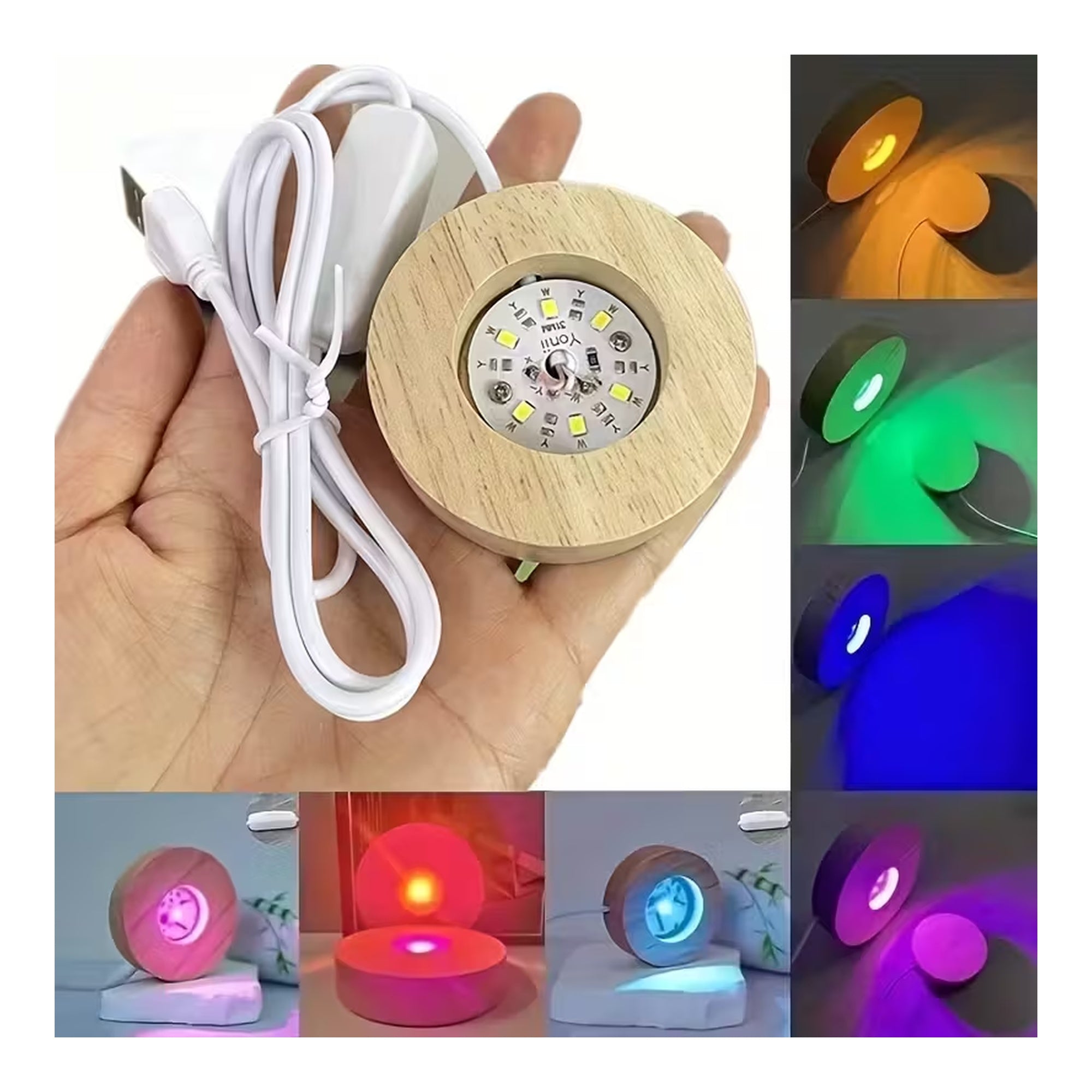 Base de Madera con Luces LED Integradas