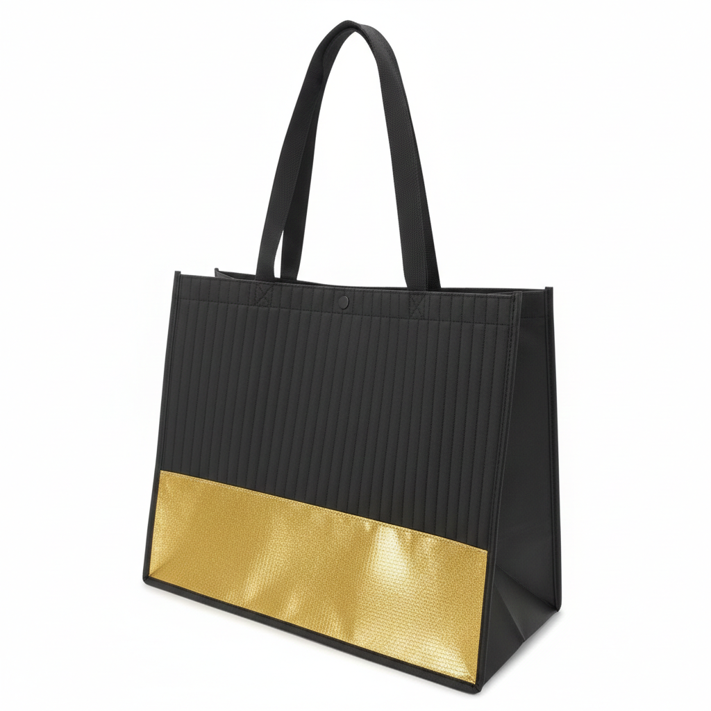 Bolsa Premium  – Negro y Oro | Textura Almohadillada y Cierre de Seguridad