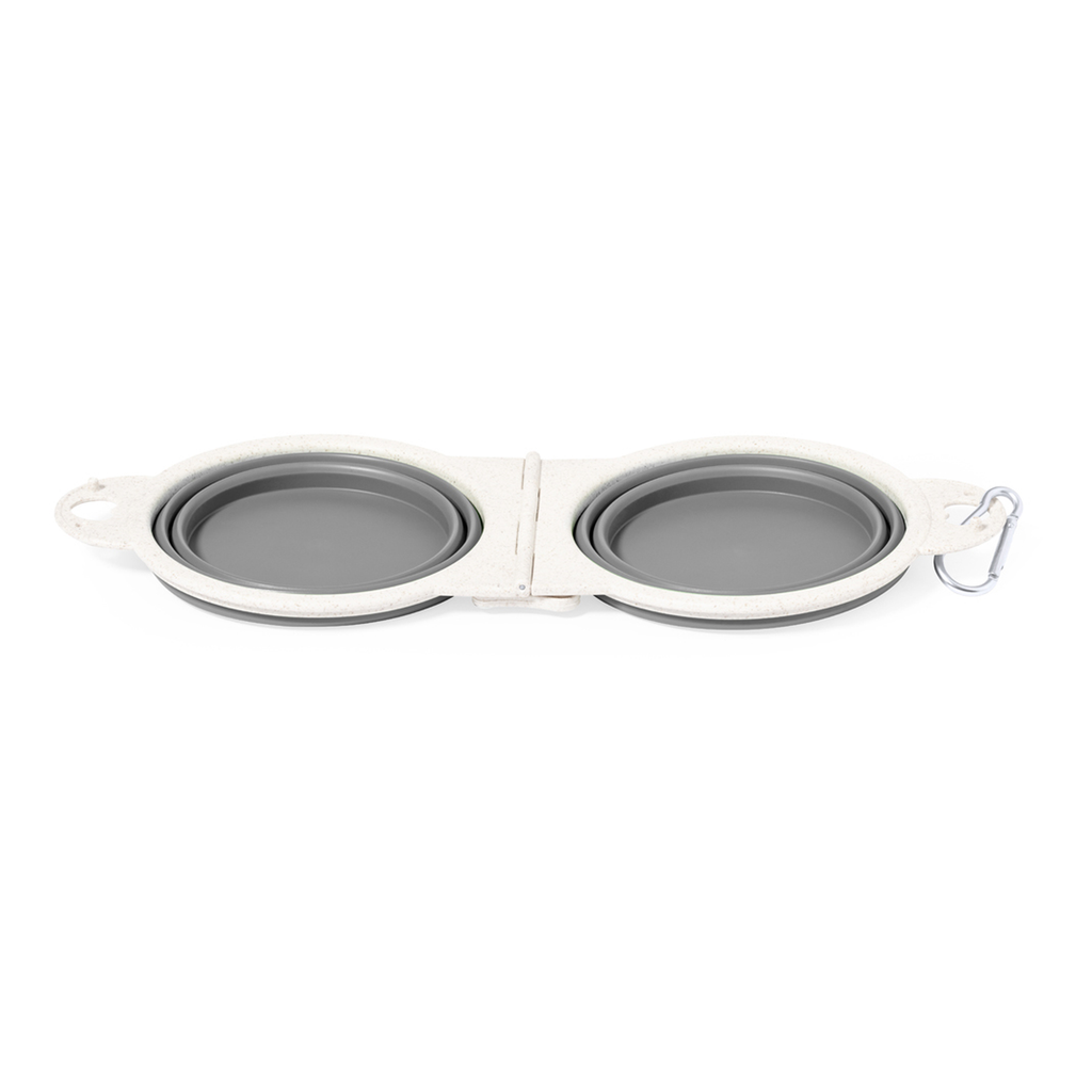 Bowl Plegable para Mascotas con Doble Compartimento - Caña de Trigo