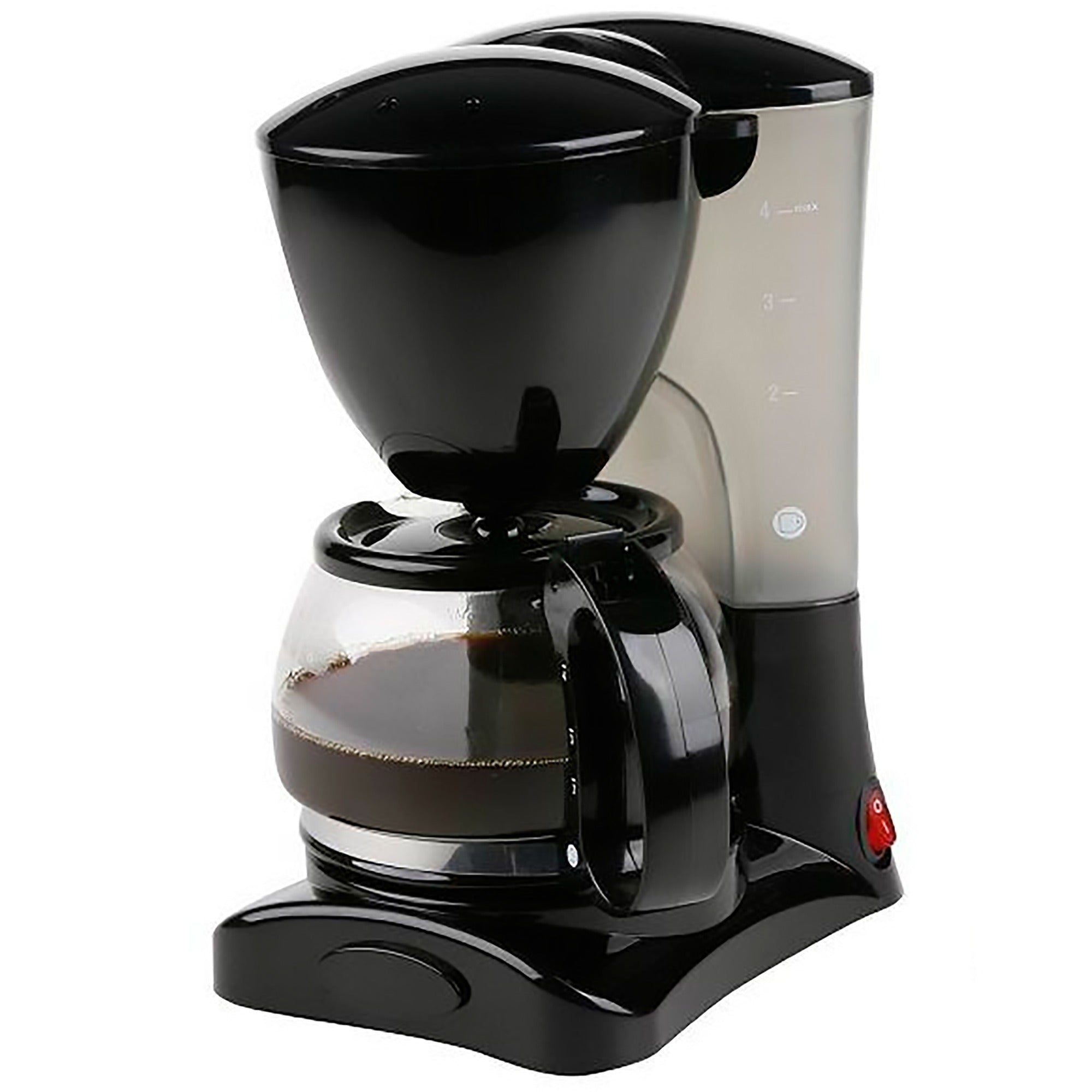 Cafetera eléctrica de goteo negra de 0,6L sobre fondo blanco
