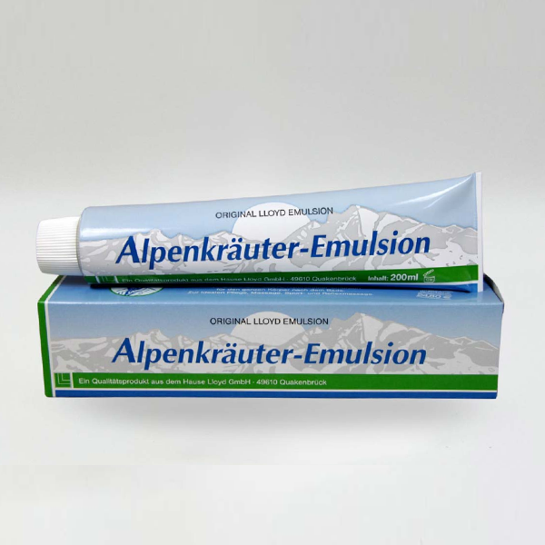 Crema Alpina Alpenkräuter-Emulsion, tubo de 200ml, envase frontal