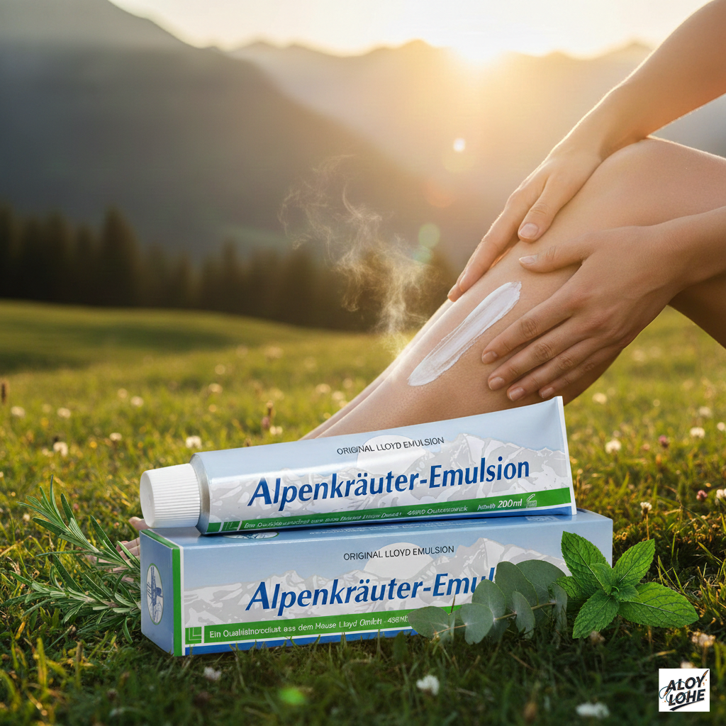 Crema Alpina Alpenkräuter-Emulsion, vista del tubo abierto