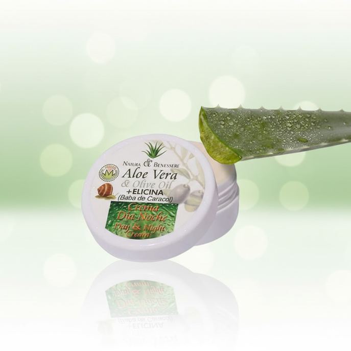 Crema facial de baba de caracol y aloe vera Natura & Benessere, envase frontal