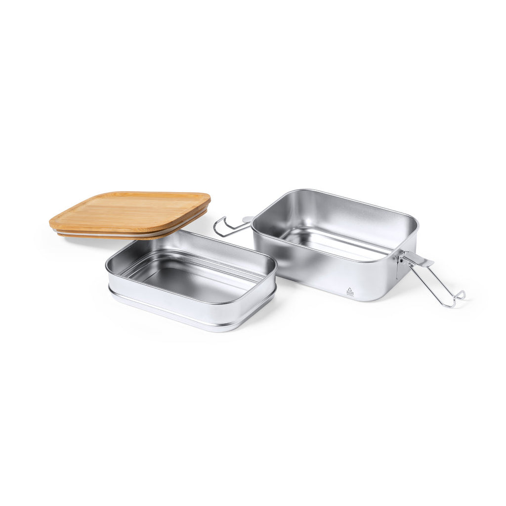 Fiambrera de Acero Inoxidable Reciclado Aloy: Diseño Sostenible y Doble Compartimento
