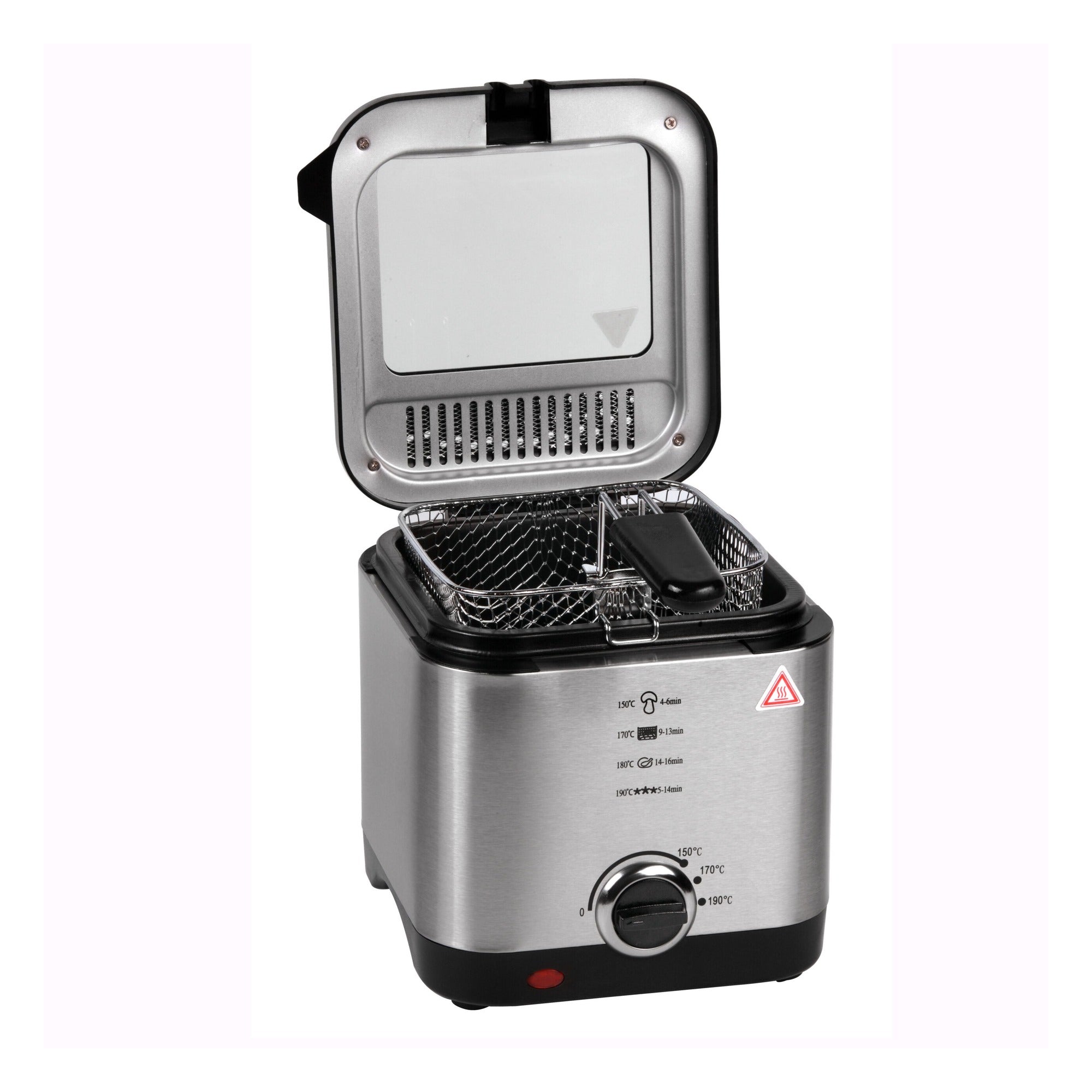Freidora Eléctrica Compacta de 1.5L: Acero Inoxidable y 900W de Potencia