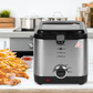 Freidora Eléctrica Compacta de 1.5L: Acero Inoxidable y 900W de Potencia