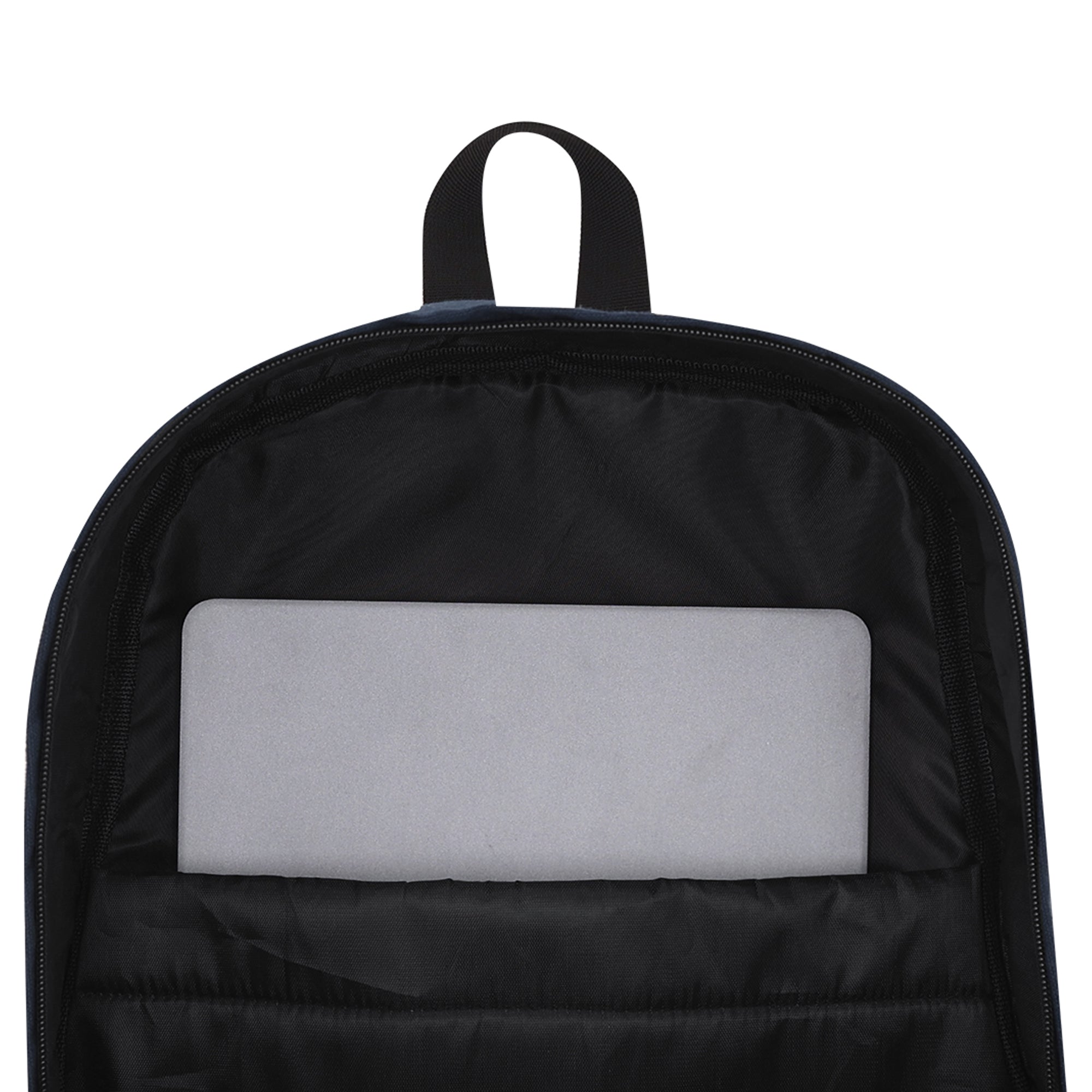 Mochila de Algodón Reciclado para Portátil 15" | Mochila de Viaje Adaptable a Trolley (Natural / Azul Marino)