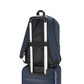 Mochila de Algodón Reciclado para Portátil 15" | Mochila de Viaje Adaptable a Trolley (Natural / Azul Marino)