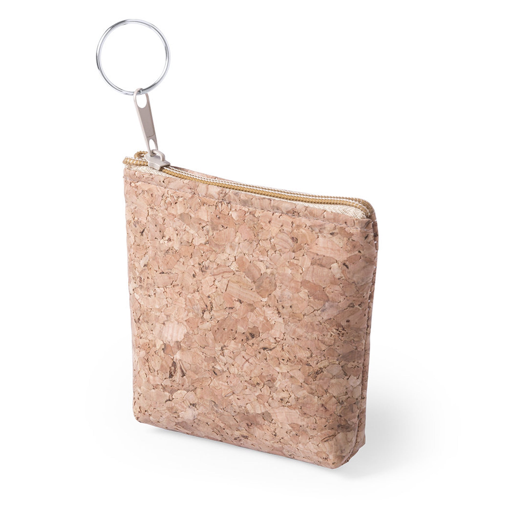 Mini monedero Llavero de Corcho Ecológico 10x9 cm | Monedero de Bolsillo con Forro Interior