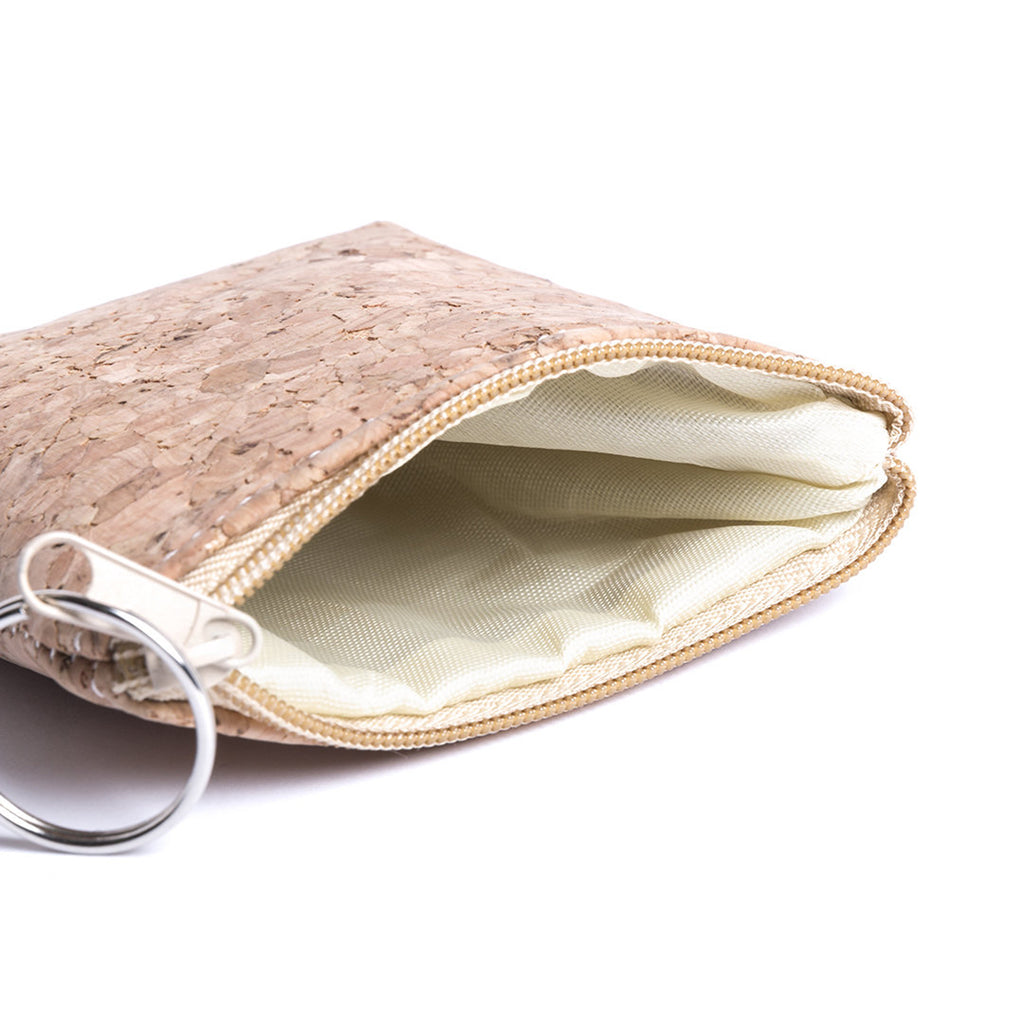 Mini monedero Llavero de Corcho Ecológico 10x9 cm | Monedero de Bolsillo con Forro Interior