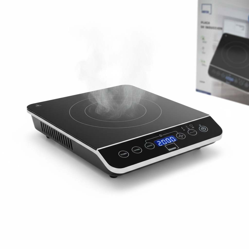 Placa de Inducción Portátil Hobitech – 2000W de Potencia, Control Táctil y Bajo Consumo