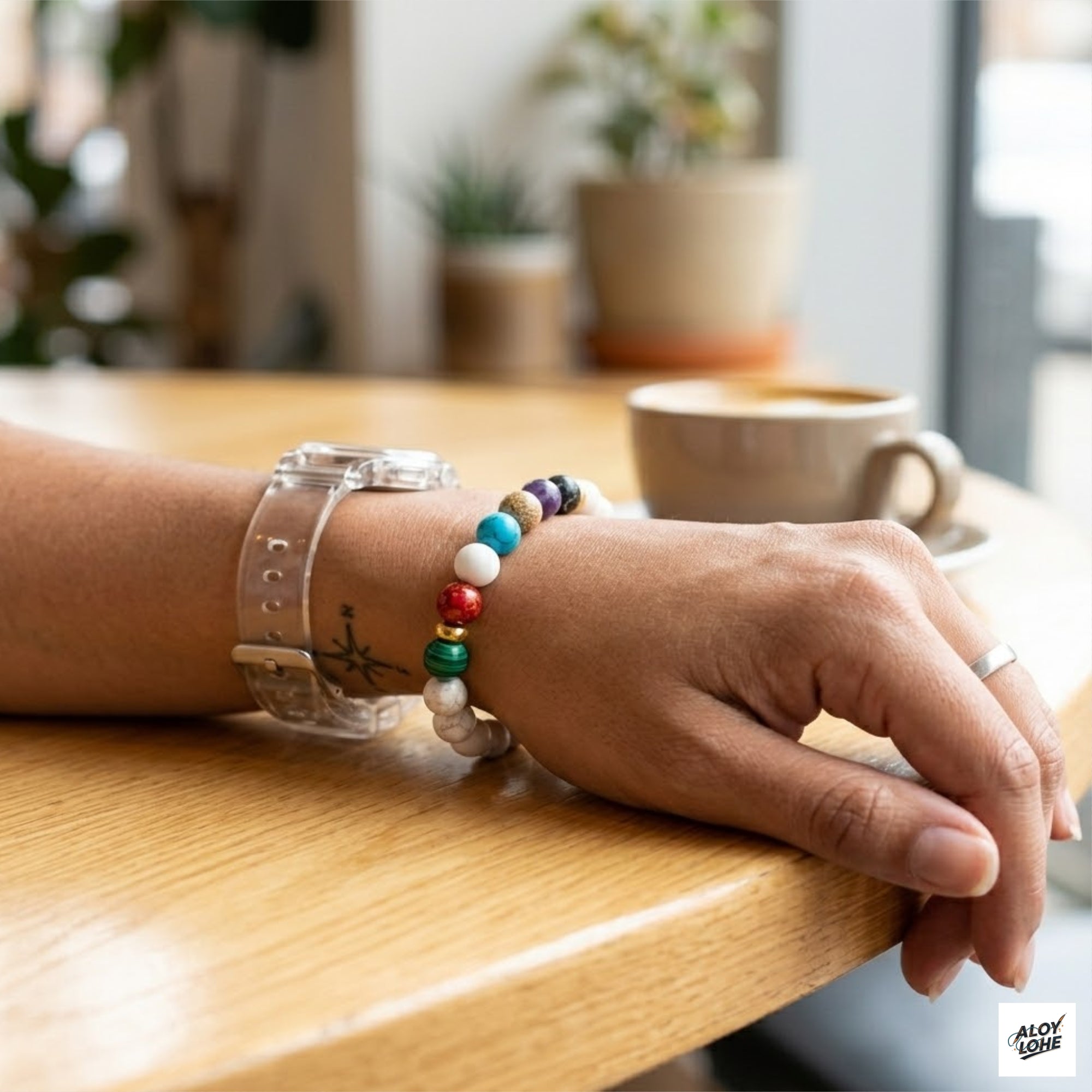 Pulsera Multicolor 7 Gemas: Diseño Inspirado en la Naturaleza y el Equilibrio