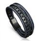 Pulsera de Amistad de Cuero Azul 5 Capas: Estilo y Conexión Masculina