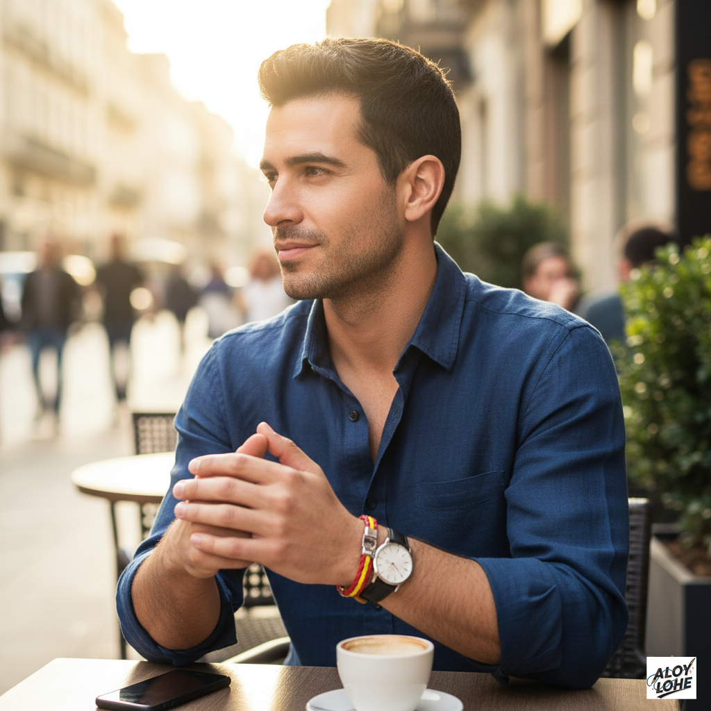 Pulsera España de Piel Trenzada – Diseño Exclusivo con Cierre de Acero Inoxidable