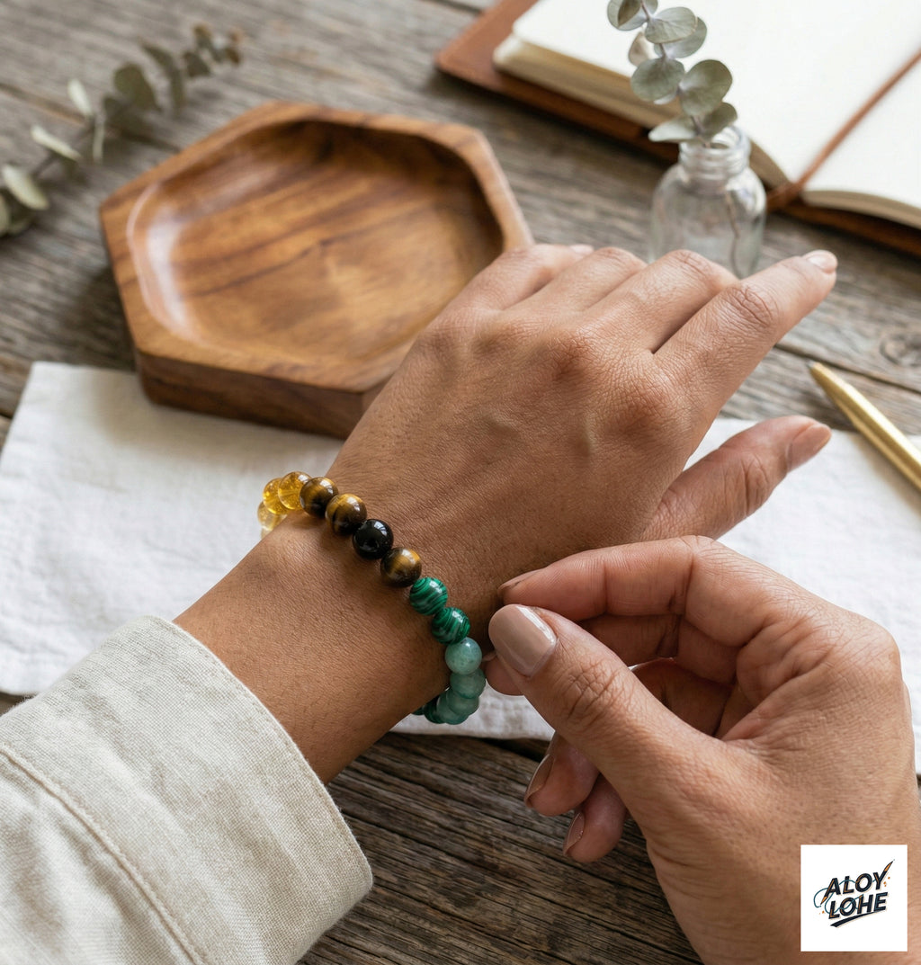 Pulsera de Piedras Naturales Combinadas: Diseño Inspirado en el Éxito y la Claridad