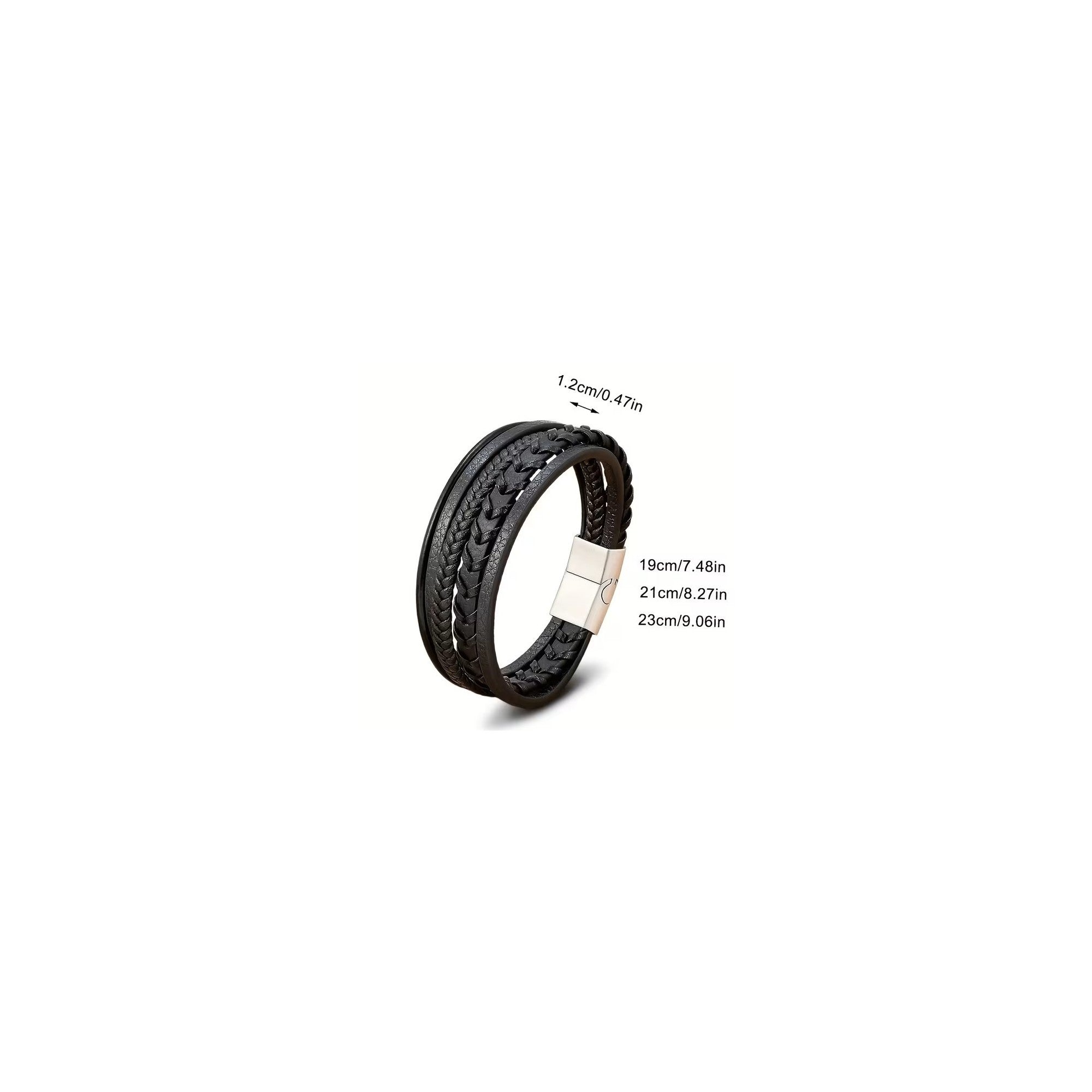 Pulsera de Amistad de Cuero Negra 5 Capas