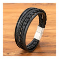 Pulsera de Amistad de Cuero Negra 5 Capas