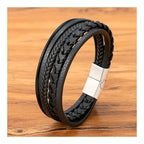 Pulsera de Amistad de Cuero Negra 5 Capas