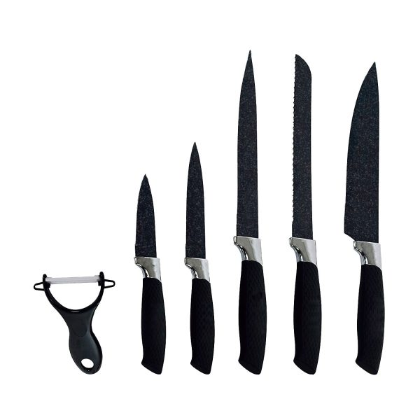 Set de Cuchillos de Cocina Premium de 6 Piezas – Acero Inoxidable y Acabado Negro Elegante