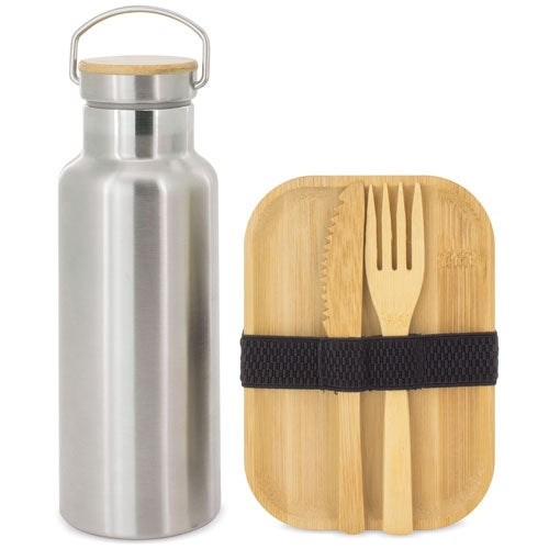 Set de Picnic Sostenible Premium: Acero Inoxidable y Bambú Natural (5 Piezas)