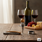Set de Vino Premium en Estuche de Bambú Natural: Accesorios de Acero Inoxidable