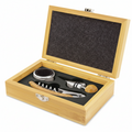 Set de Vino Premium en Estuche de Bambú Natural: Accesorios de Acero Inoxidable