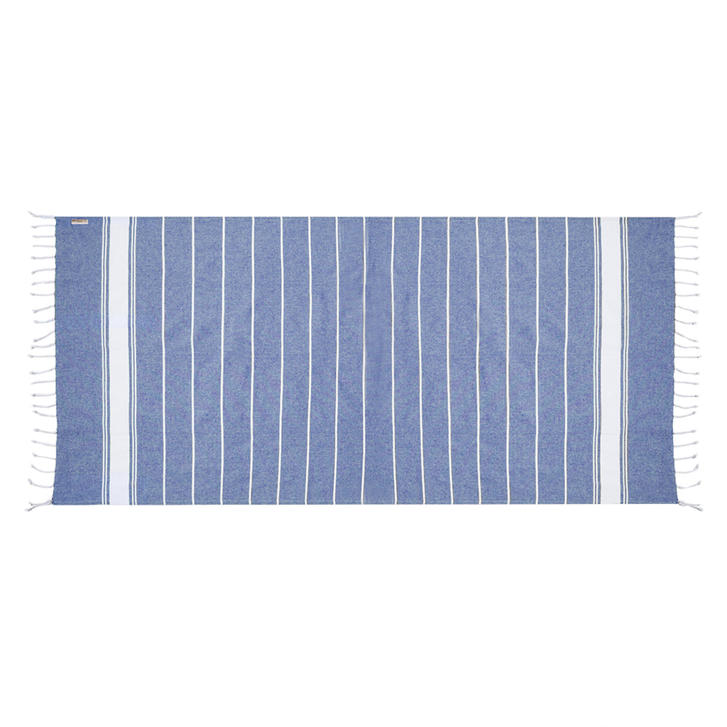 Pareo Toalla de Rayas Marineras 180x90 cm | Toalla Fina de Algodón Puro Reciclado