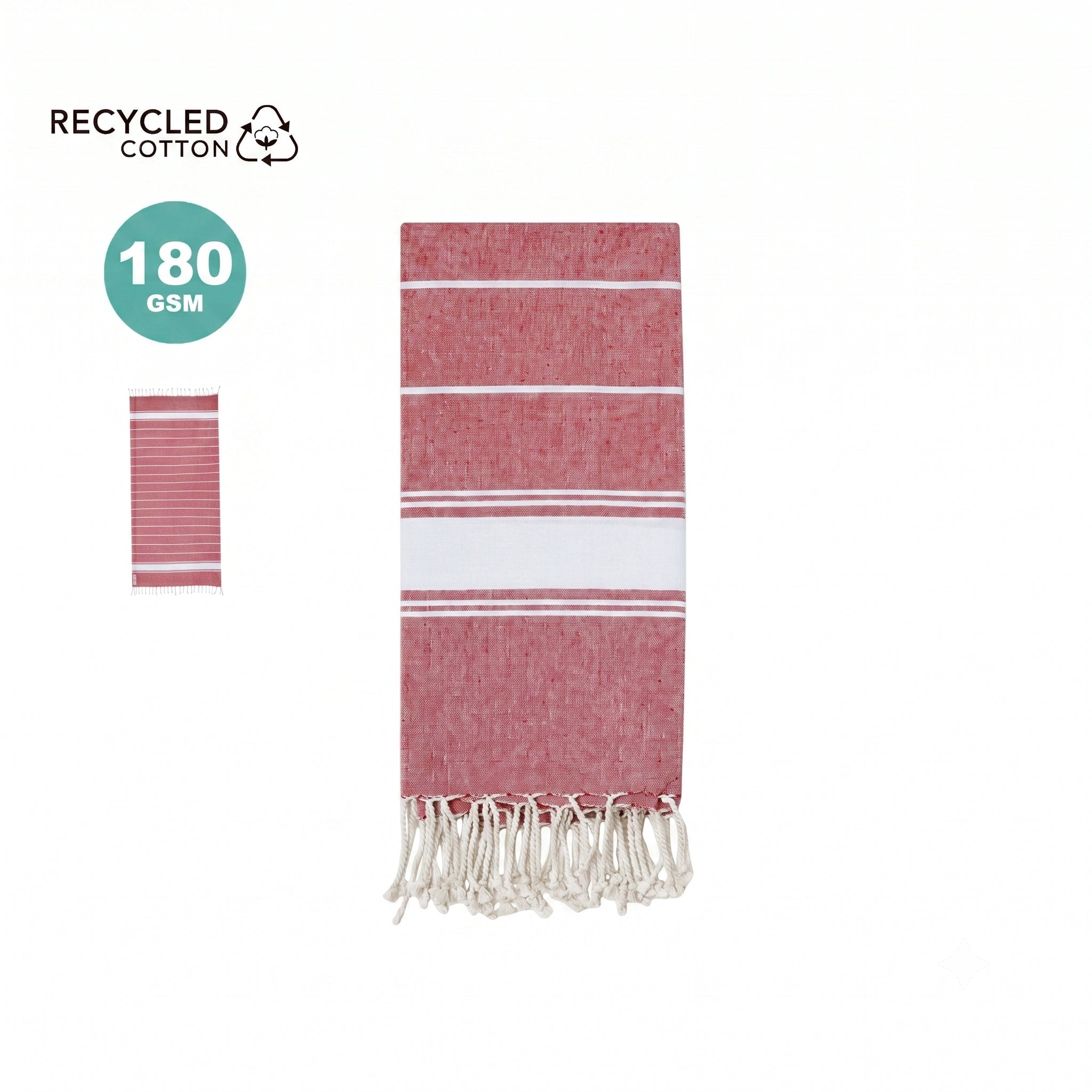 Pareo Toalla de Rayas Marineras 180x90 cm | Toalla Fina de Algodón Puro Reciclado