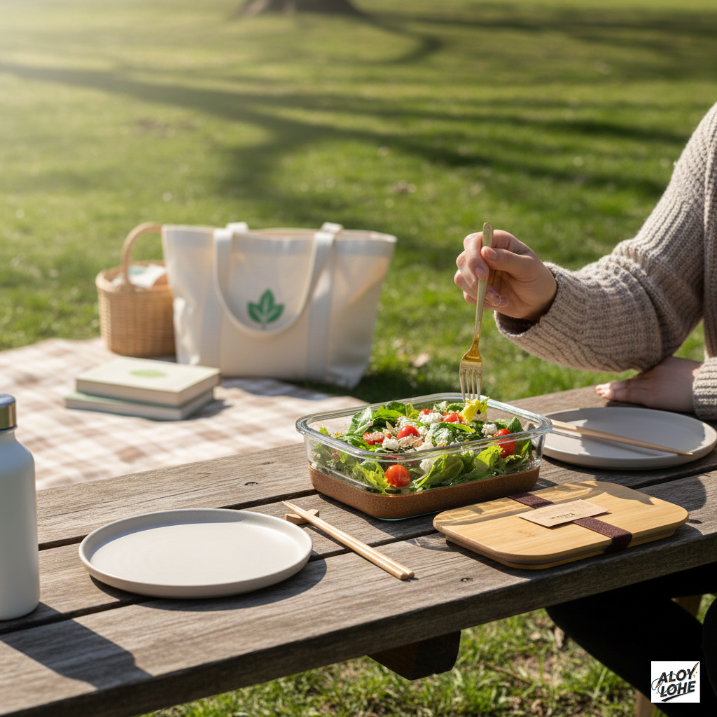 Fiambrera Terra by Aloy Lohe: Cristal de Borosilicato, Bambú y Corcho (730 ml)